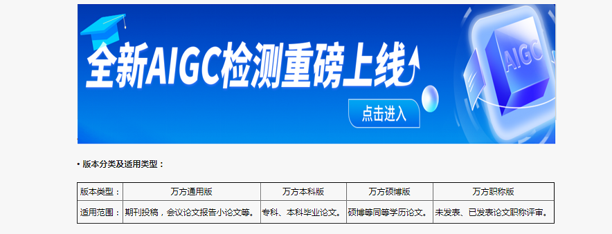 萬方AIGC檢測系統入口