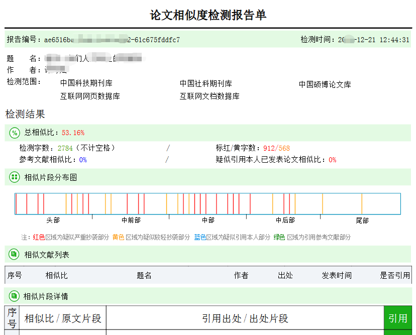 論文免費查重報告展示